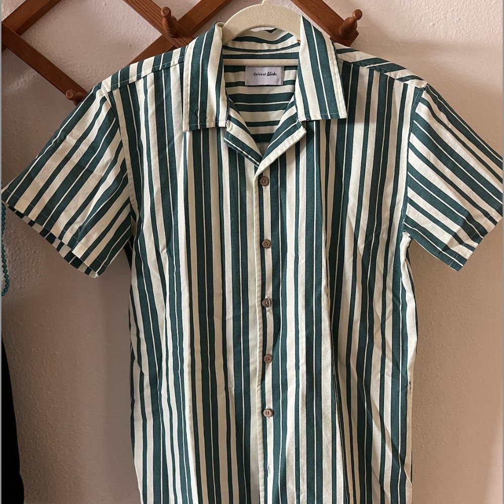 The Critical Slide Society Striped Short Sleeve Button Up